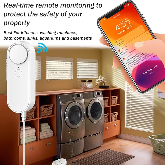 Multifunctional WiFi Water Leak Detector, 6.5ft Split Drip/Leak Detection Cable - Image 5
