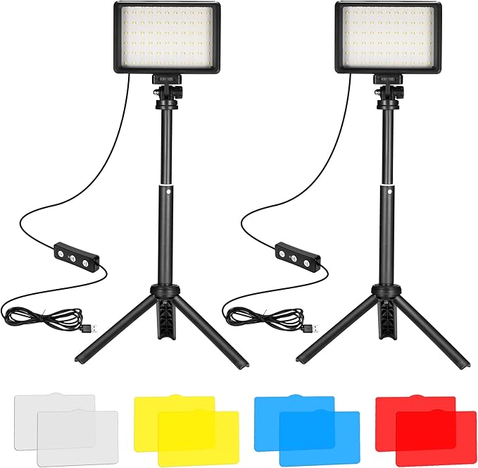 LED Video Light 2-Pack, 5600K Dimmable USB Photo Lights by KurtsCardCare