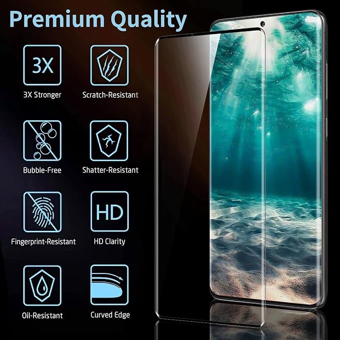 3 Pack Galaxy S21 Ultra Screen Protector, HD Clear Tempered Glass, Fingerprint - Image 2