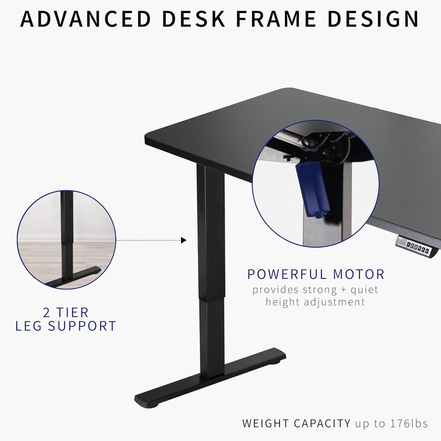VIVO Electric 60 x 24 in Standing Desk, Memory Height Adjustment, 1B Series, One-Piece Reclaimed Wood Top, Black Frame, DESK-KIT-1B6P