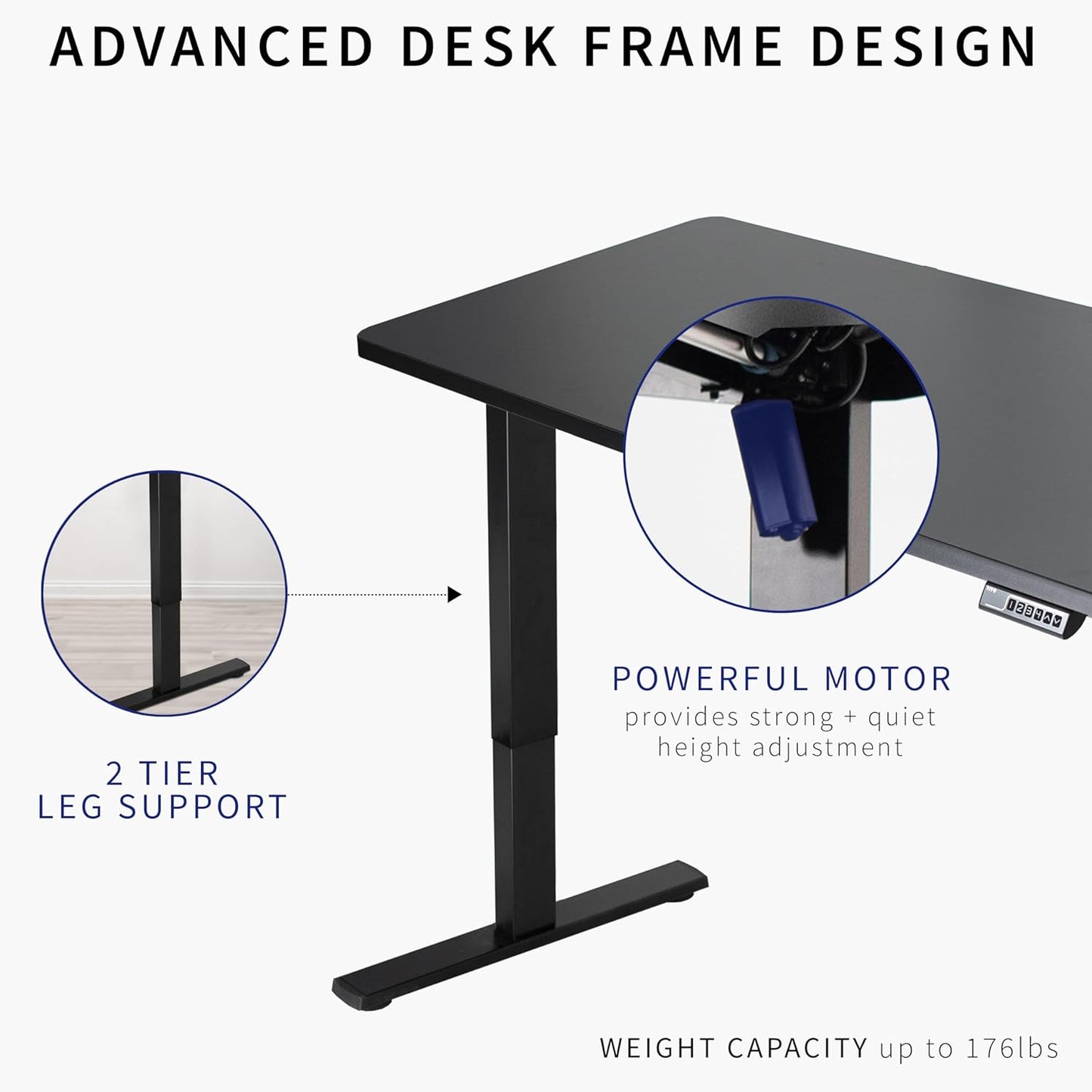 VIVO Electric Dry Erase 60 x 24 in Standing Desk, Memory Height Adjustment, 1B Series, Whiteboard Top Black Frame, DESK-KIT-1B6WE