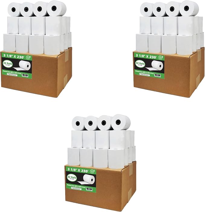 Phenol Free Thermal Paper 3 1/8 x 230 Receipt Rolls fits all Clover POS Cash by BuyRegisterRolls%C2%AE