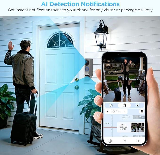 Wireless Battery Video Doorbell Dual Camera 1080P - Image 7