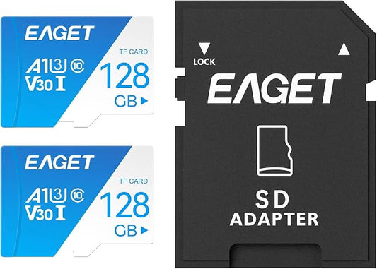 EAGET 2-Pack 128GB TF Memory Card Up to 100MB/s Read by EAGET