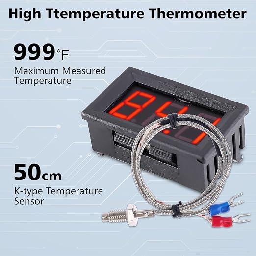 PEMENOL 12V Red Fahrenheit Digital Temperature Meter -76F~999F LED Display - Image 2