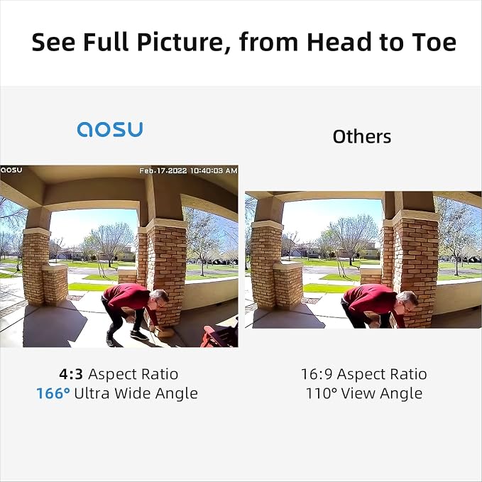 aosu Wireless Doorbell Camera, Battery-Powered Video Doorbell - Image 4