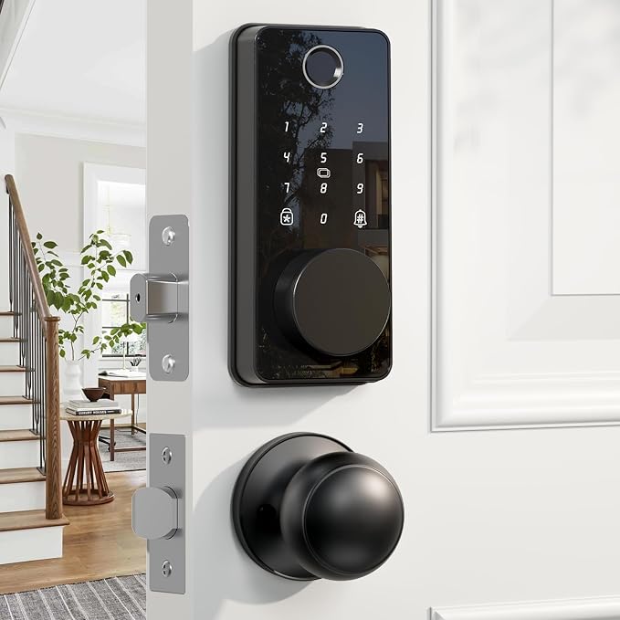 Keyless Entry Door Lock with 2 Knobs, Biquole Fingerprint Keypad Deadbolt by Biquole