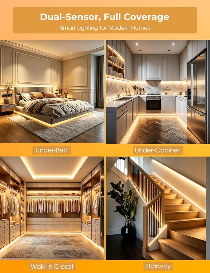 Smart Plug-in Dual Motion Sensor COB LED Strip Light - Image 6