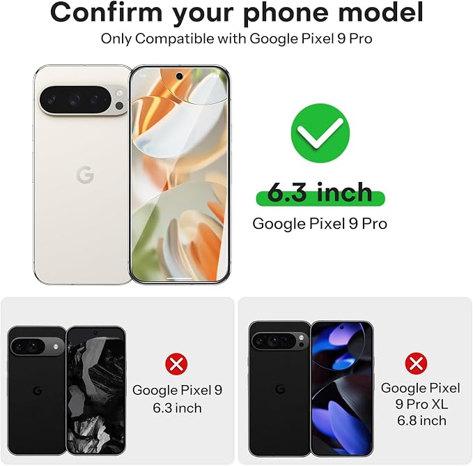 OMOTON for Google Pixel 9 Pro Screen Protector 6.3 inches, 3 Pack Tempered - Image 2