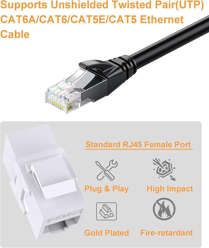 40 Pack Cat6A Keystone Jack Coupler RJ45 Female to Female Ethernet Wall Jack - Image 6