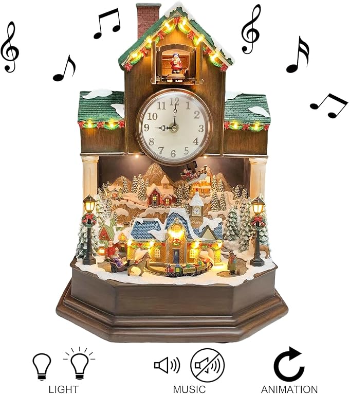 MOMENTS IN TIME 17.1” Christmas Cuckoo Clock - Image 6
