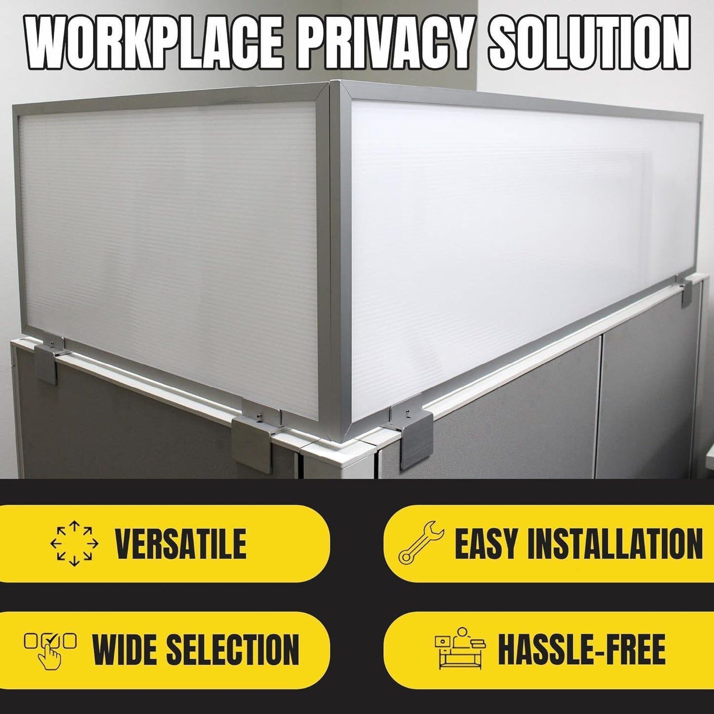 OBEX Privacy Screen & Office Panel Extender for Office Cubicles, Polycarbonate Desk Privacy Panel & Divider for Office Cubicle, 18" x 66", White