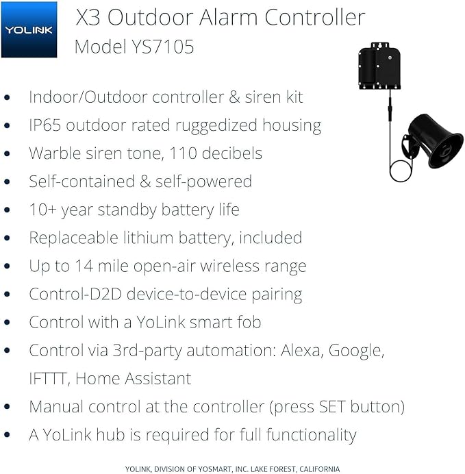 YoLink X3 Version Outdoor Alarm Controller and SirenFob Kit, Ruggedized - Image 2