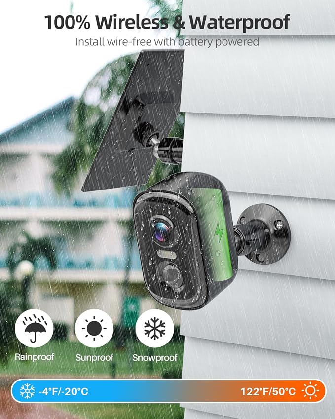 MISECU Solar Camera Outdoor Wireless, 2K Battery Powered WiFi Cameras - Image 6