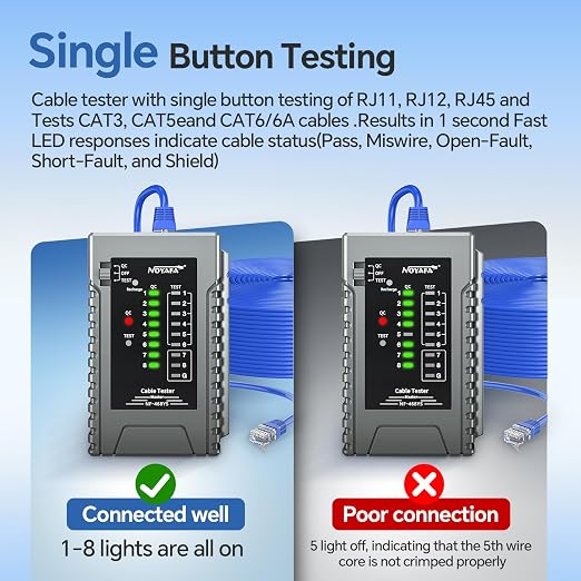 NOYAFA NF-468YS Network Cable Tester, Rechargeable RJ11 RJ45 Ethernet Cable - Image 2