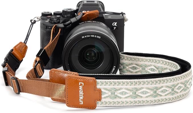 Cwatcun Bohemian Floral Camera Strap, Adjustable Crossbody DSLR Strap by FocusonCameraBag