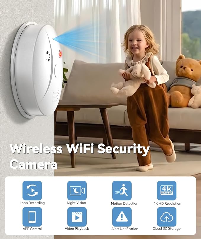 1080P HD Wireless WiFi Indoor Camera Smoke Detector - Image 2