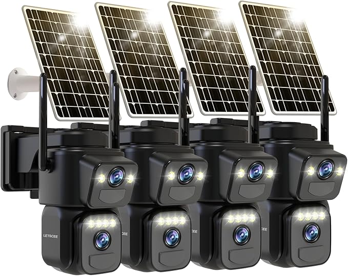 LETSCEE Dual Lens Security Cameras Wireless Outdoor，Solar Cameras by LETSCEE