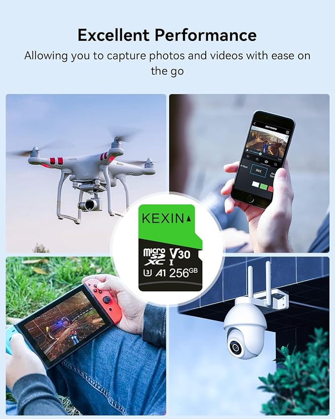 KEXIN 256GB Micro SD Card with SD Adapter microSDXC Memory Card UHS-I A1 V30 U3 - Image 7
