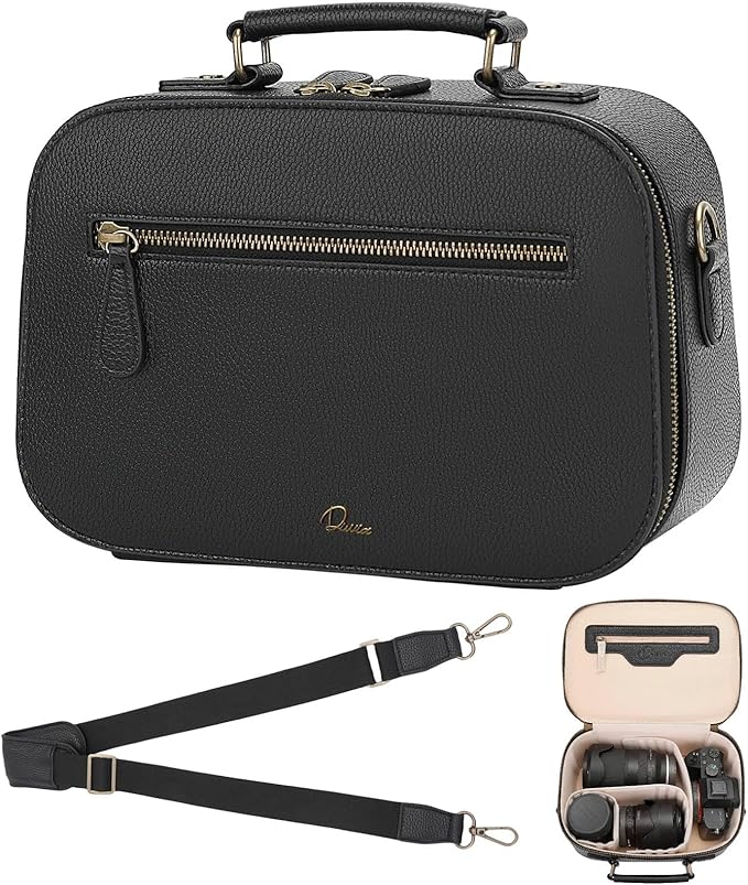 Camera Sling Bag, Waterproof PU Leather Crossbody Camere Bag by Divvia