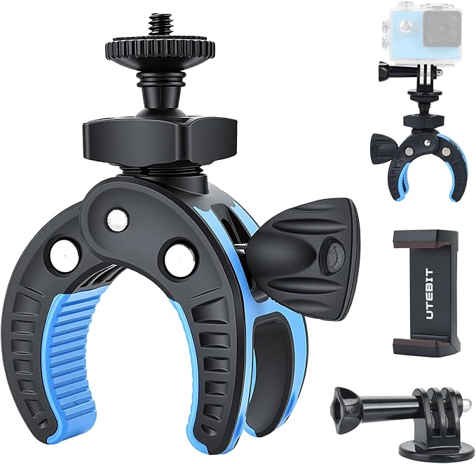 UTEBIT Camera Clamp Mount, Large Clamp Opening Aluminum Alloy Clip Mount by UTEBIT