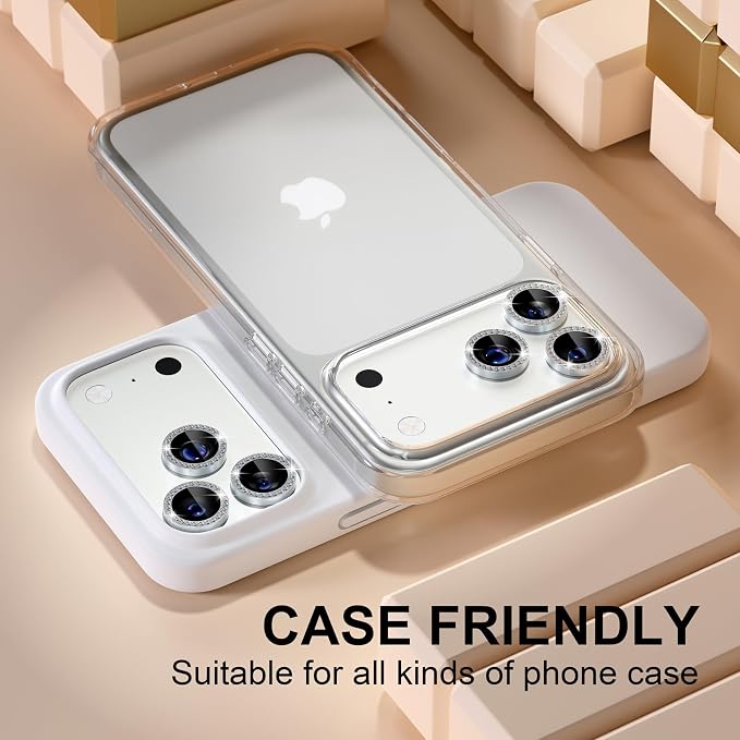 Misea Compatible for iPhone 17 Pro/iPhone 17 Pro Max Camera Lens Protector Bling - Image 5