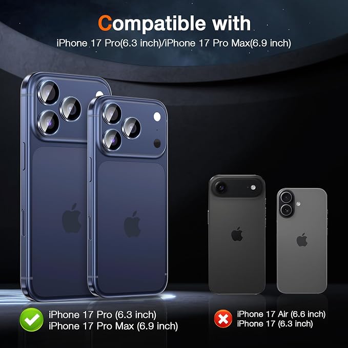 LK 2 Pack for iPhone 17 Pro/17 Pro Max Camera Lens Protector One-Click - Image 2