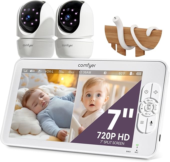 Comfyer BM01 7" HD Split-Screen Baby Monitor, Video Baby Monitor by comfyer
