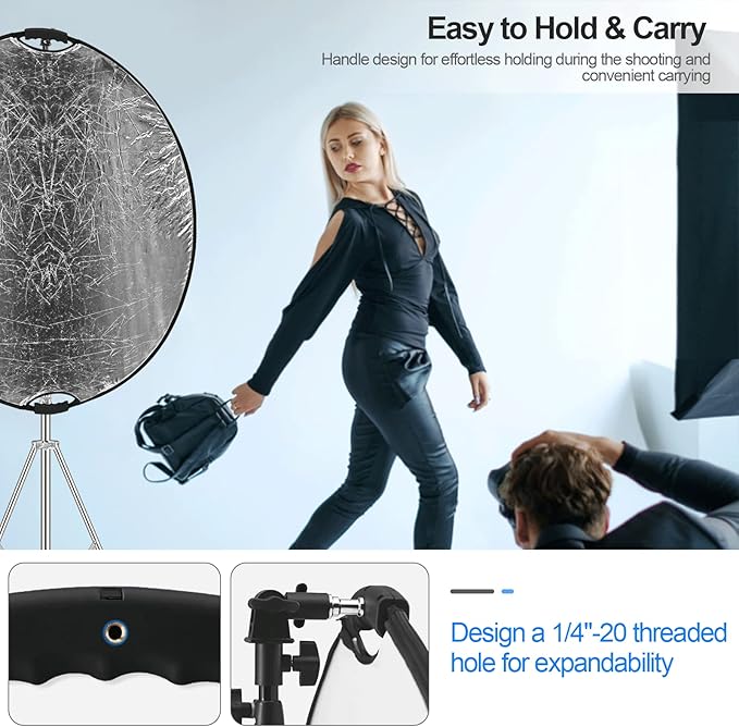 Wellmaking 43Inch/110cm Photography Light Reflector, Portable Foldable 5 in 1 - Image 6