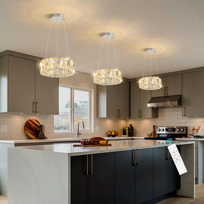 HAIXIANG Modern Crystal Chandelier Dimmable LED 8 Inch Ring Pendant Lights - Image 8