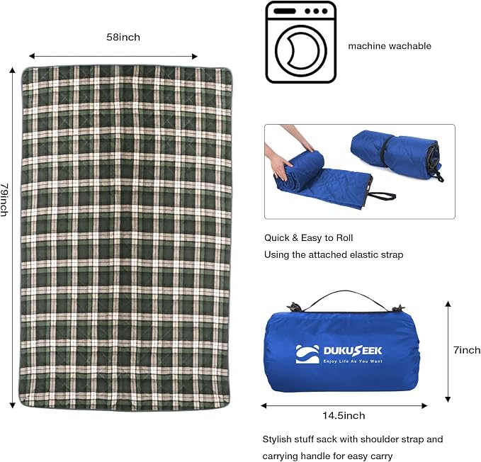 DUKUSEEK Hooded Outdoor Blanket, Waterproof Camping Blanket, Thick Fleece - Image 5