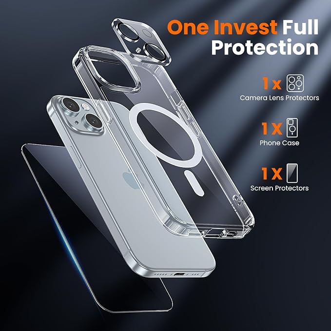 toushion 3 in 1 for iPhone 15 Case Clear - Image 2