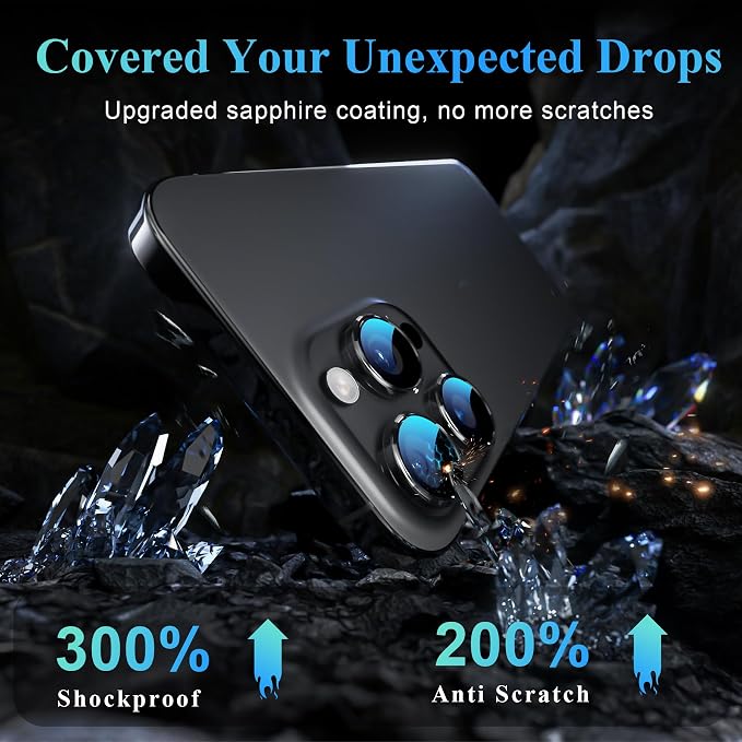 YWXTW Camera Lens Protector for iPhone 16 Pro/iPhone 16 Pro Max, Tempered Glass - Image 3