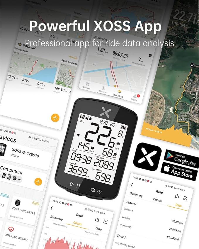 XOSS G+ Gen2 GPS Bike Computer ANT+/ Bluetooth IPX7 Cycling Computer - Image 5