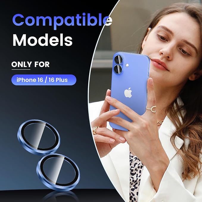 Tensea for iPhone 16 / iPhone 16 Plus Camera Lens Protector, 9H Tempered Glass - Image 2