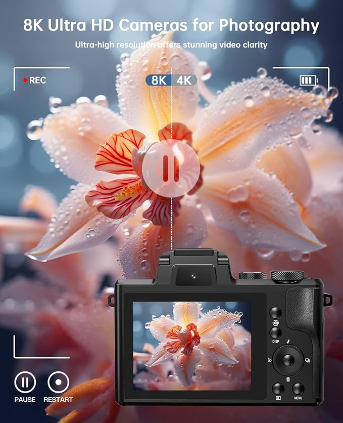 XNSIAKXA 8K Digital Cameras for Photography Autofocus 88MP WiFi Professional - Image 2