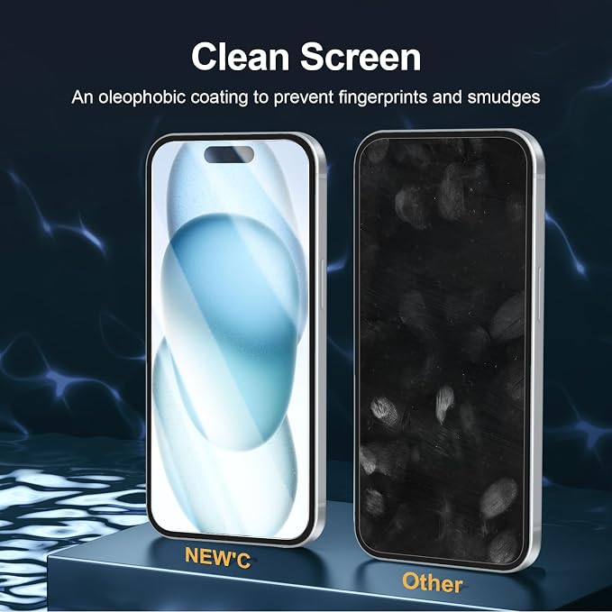 NEW'C 3x for iPhone 15 Screen Protector+ 3x Camera Lens Protector, Sensor - Image 5