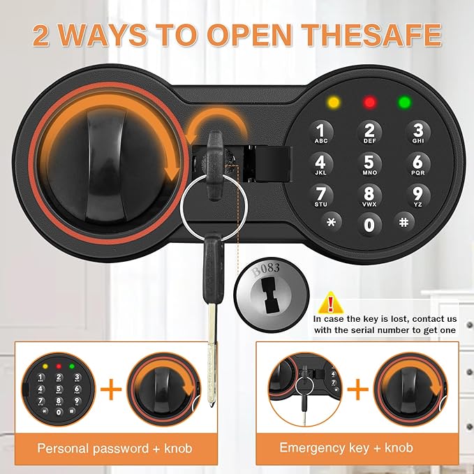 Large Safe Box with LED Light, Anti-theft Home Safe with Digital Keypad - Image 2