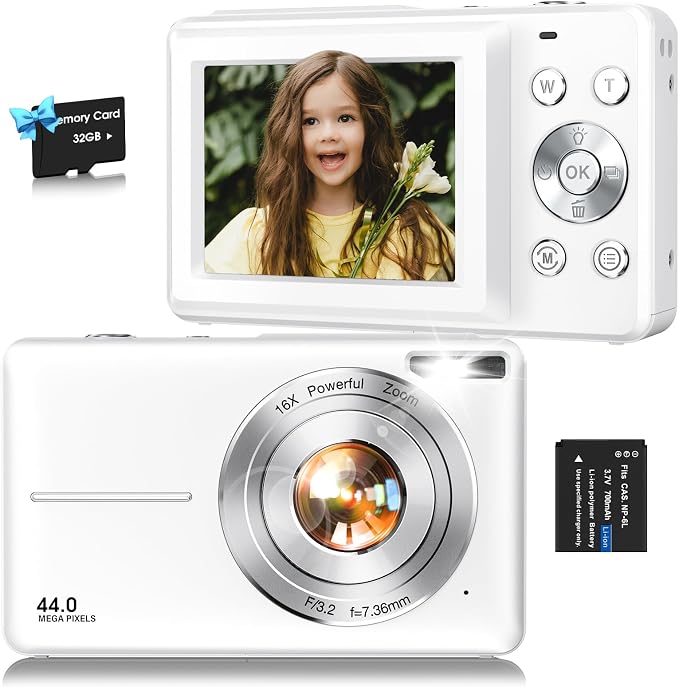 Digital Camera, FHD 1080P Kids Camera 44MP Point and Shoot Digital Cameras by nsoela