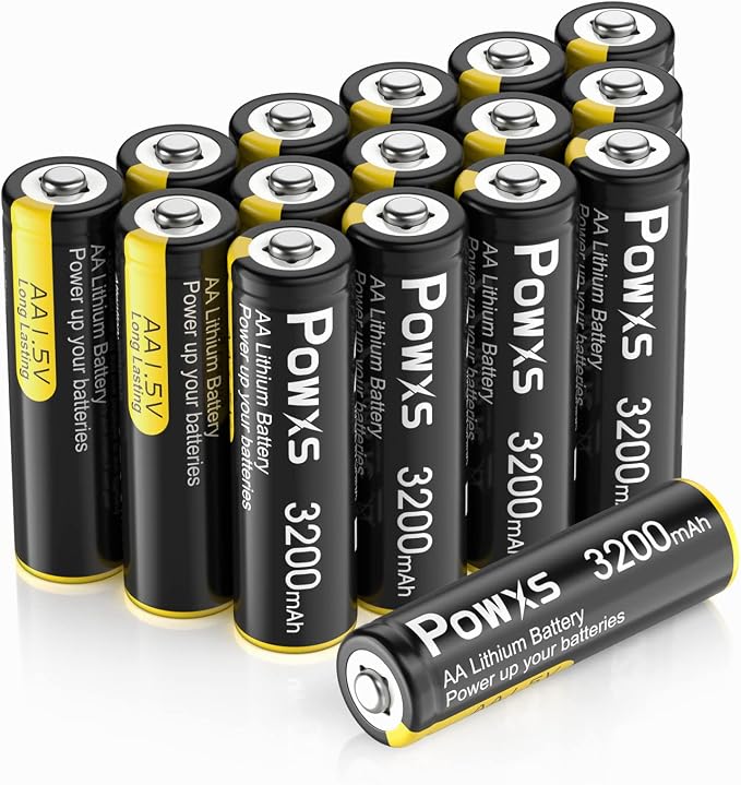 POWXS AA Lithium Batteries, 16 Pack 1.5V Lithium Iron Double A Batteries by POWXS