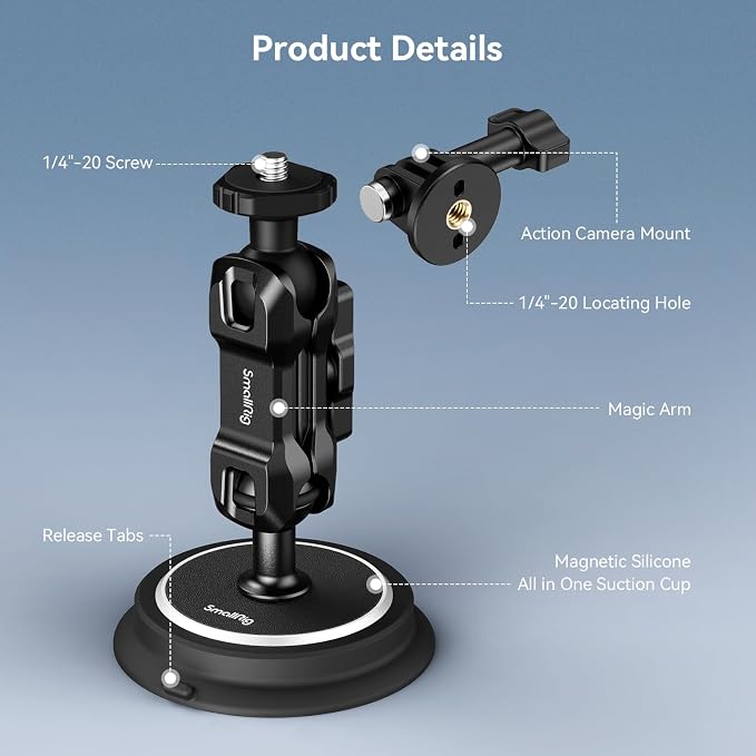 SMALLRIG Magnetic Mount for GoPro Hero 13/12/11, Powerful Camera Car Mount - Image 9