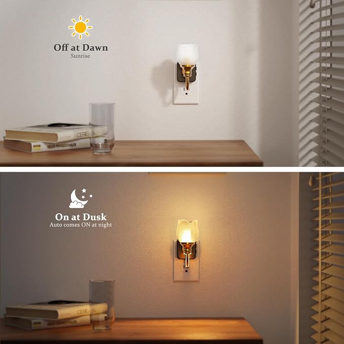 JandCase Night Light, Night Lights Plug into Wall, Glass Tulip LED Nightlight - Image 2