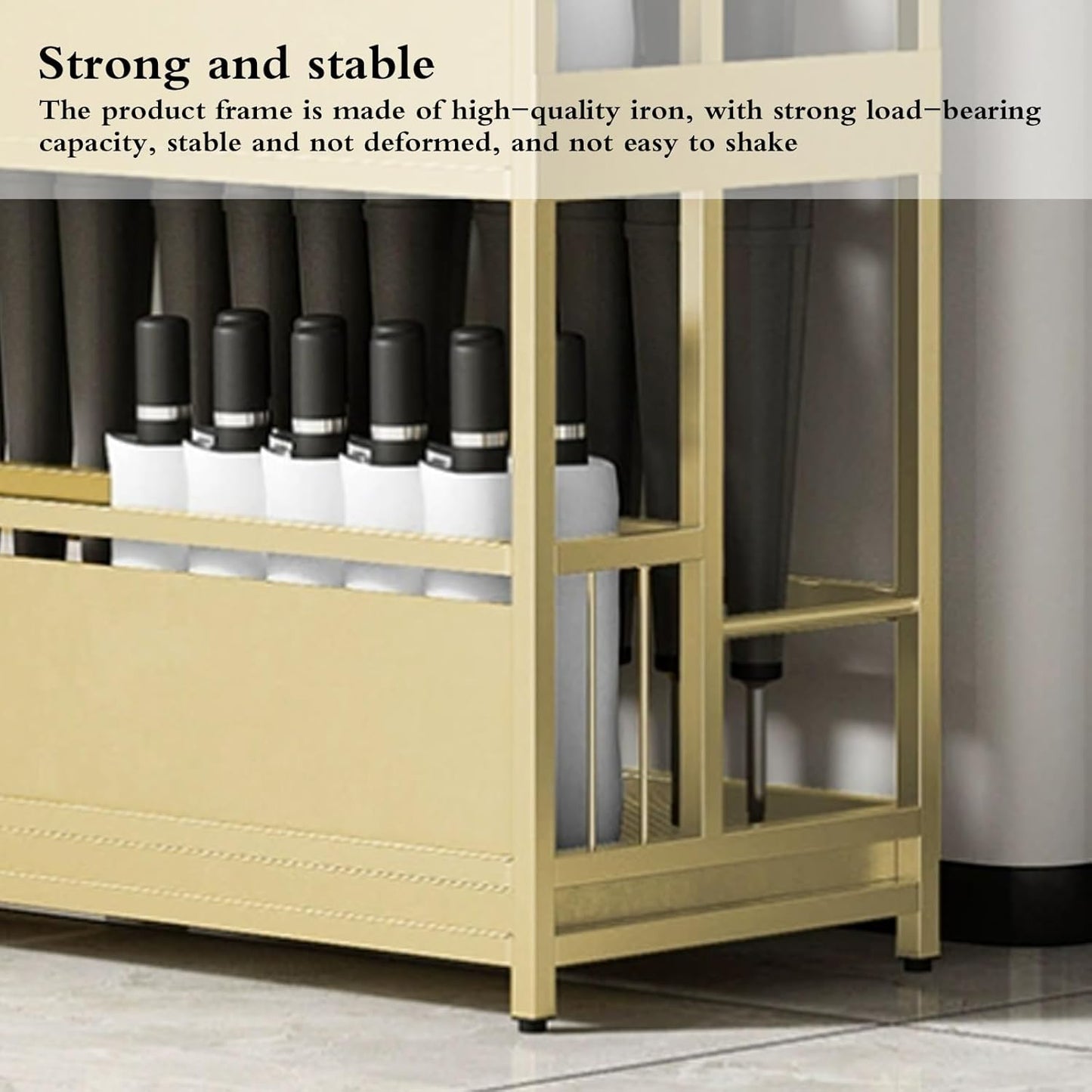 Umbrella stand indoor entryway,umbrella base stand,Umbrella Stand Racks Commercial Metal Umbrella Holder,School Office Hotel Corridor Entrance Umbrella Organizer,umbrella holder for entryway(Gold,68*3