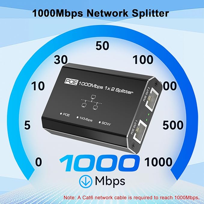 Gigabit PoE Switch, 2 Port Gigabit Ethernet Switch, Ethernet Splitter, Non-PoE - Image 4