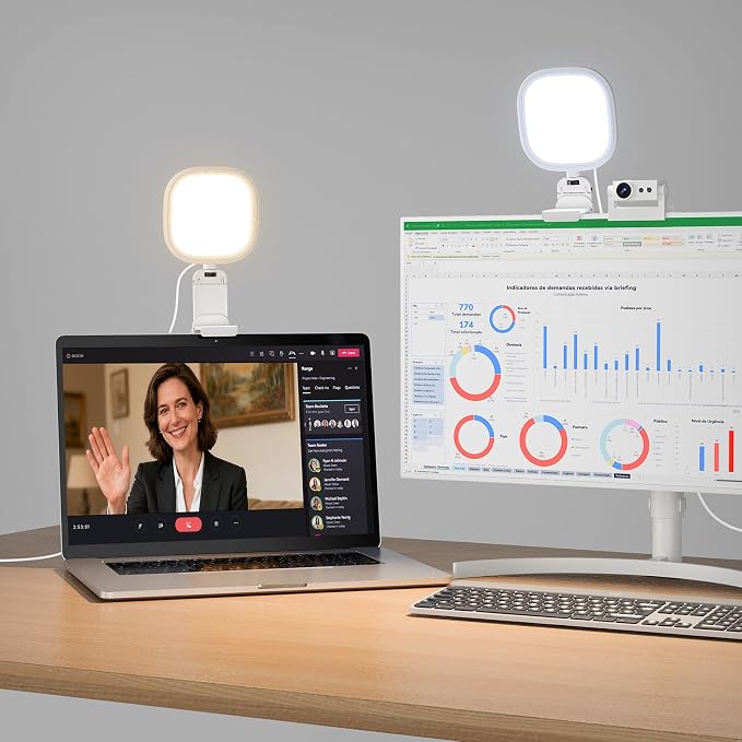 Upgraded Ring Light for Laptop, Monitor & Desk – Eye-Caring Diffused LED by LitONES