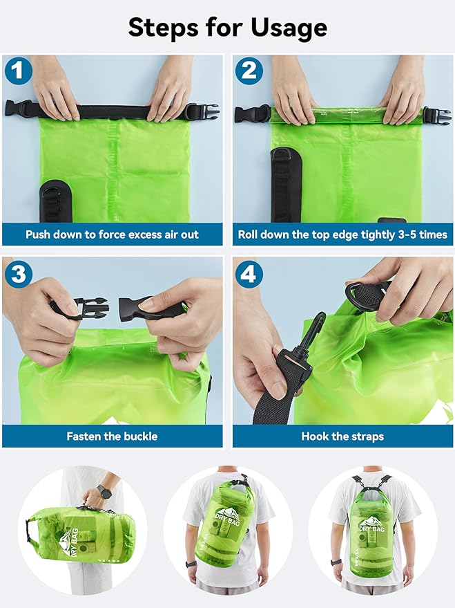 HEETA Dry Bag Waterproof for Women Men, 5L/10L/20L/30L/40L Roll Top Lightweight - Image 5