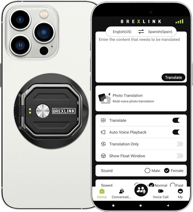 3-in-1 AI Translator Recorder, Language Translator Device, NO FEE by BrexLink