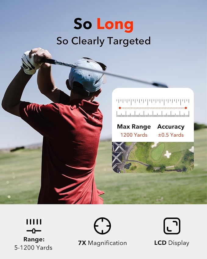 REDTIGER Golf Rangefinder with Slope Switch, 1200 Yards Range Finder Golfing - Image 3