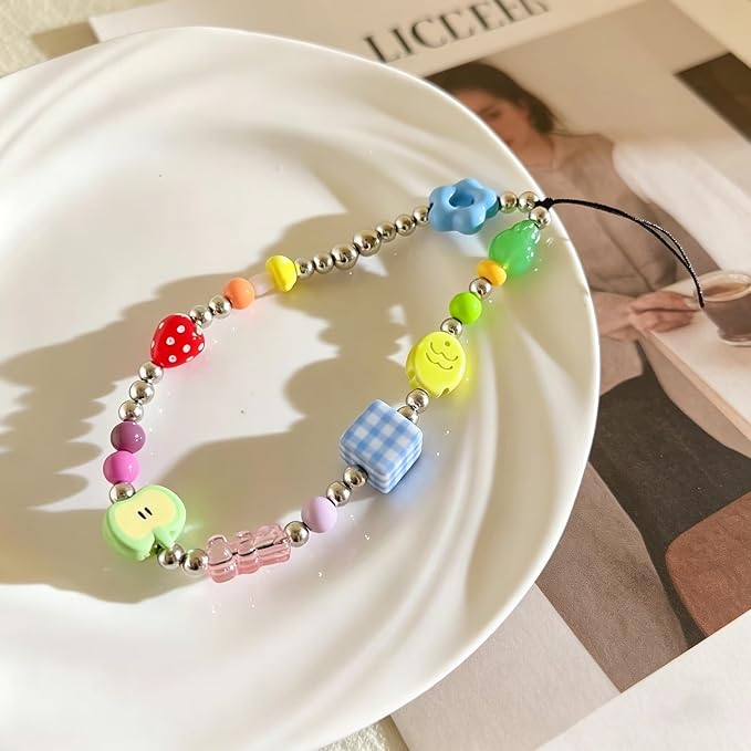 2 Pcs Phone Charm Strap Hand Wrist Strap Camera Lanyard Pearl Beaded Cute Chain - Image 5