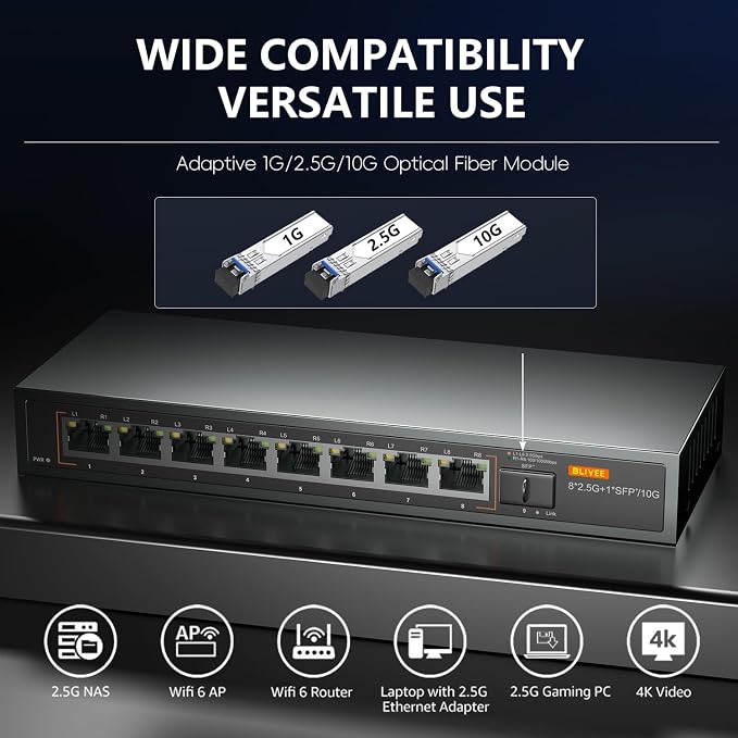 8-Port 2.5GB Ethernet Switch, Unmanaged 2.5G Gaming Network Switch | 8 x - Image 3